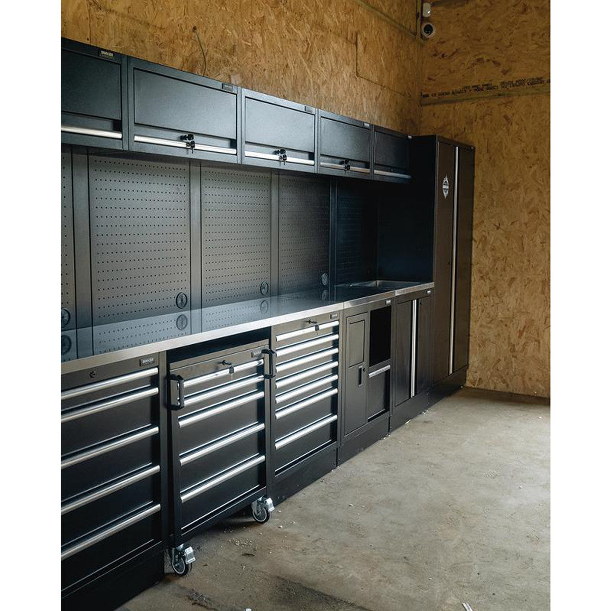 Bunker 25 Piece Modular Storage Combo with Sink and Stainless Steel Worktop, 4915mm 27467