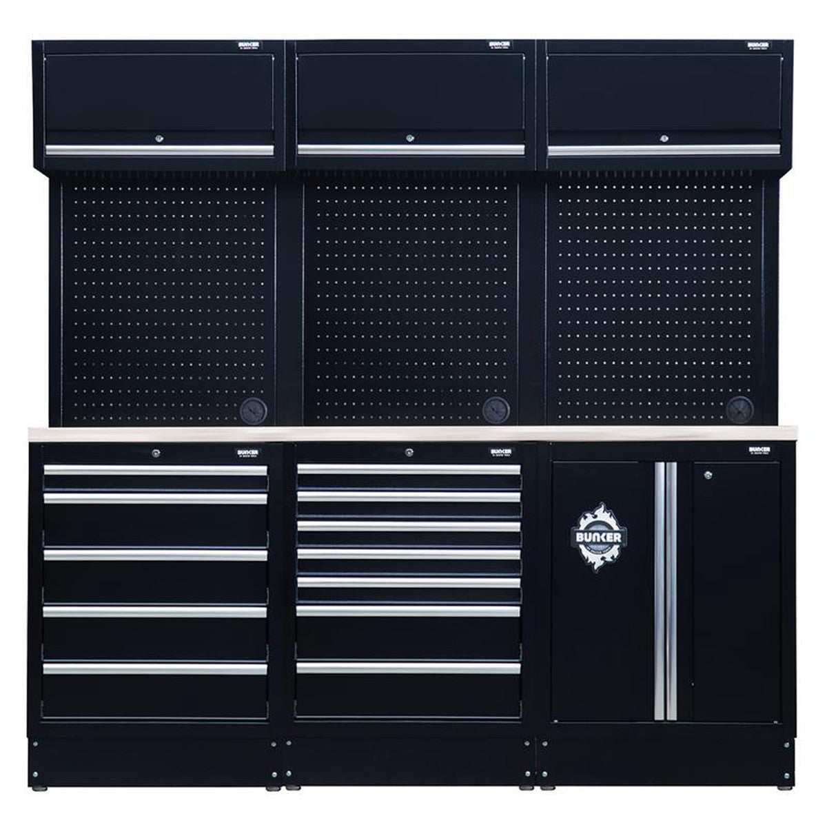 Bunker 14 Piece Modular Storage Combo with Stainless Steel Worktop 2040mm 27470