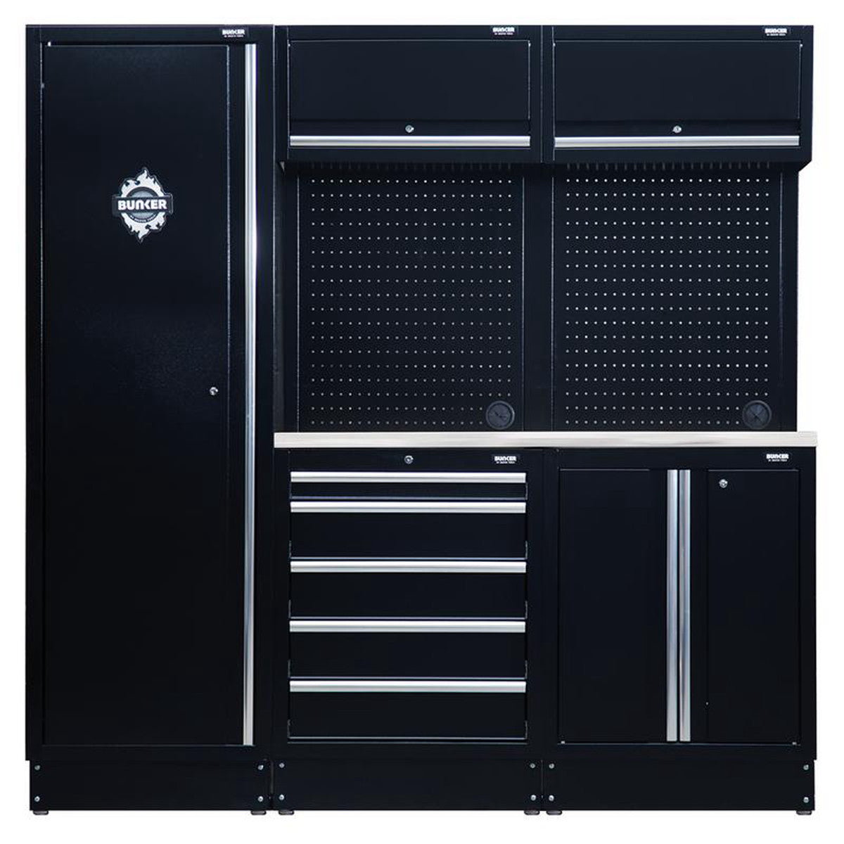 Bunker 11 Piece Modular Storage Combo with Stainless Steel Worktop, 1960mm 27473