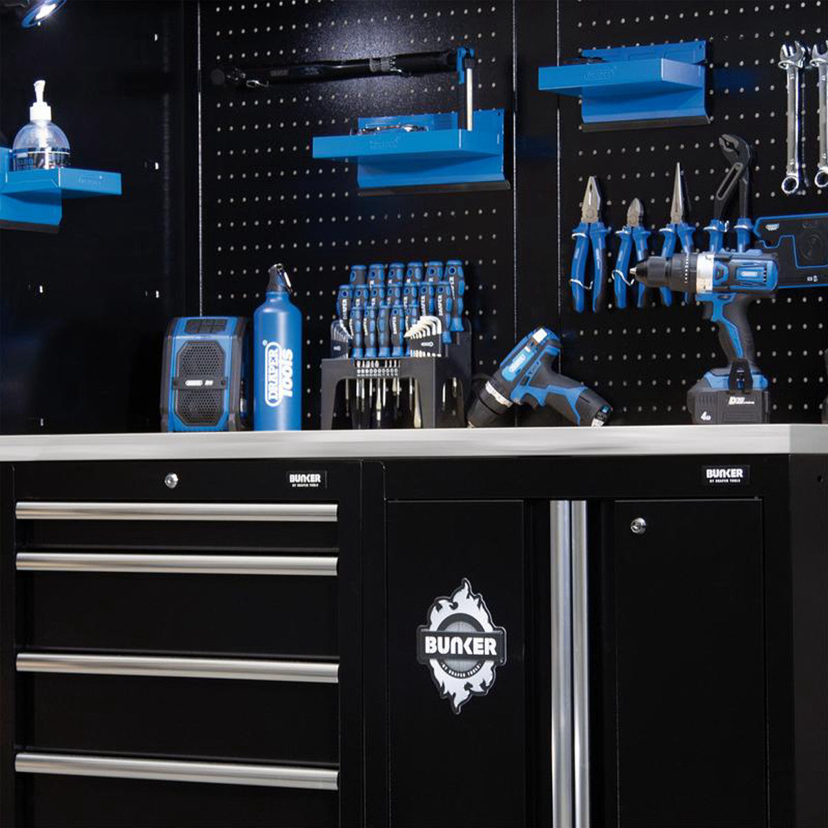 Bunker 11 Piece Modular Storage Combo with Stainless Steel Worktop, 1960mm 27473
