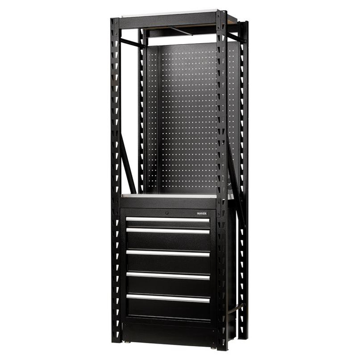Bunker 13 Piece Modular Storage Combo 2 Tier Racking with Stainless Steel Shelving, Pegboard and Floor Cabinet, 750mm 32493
