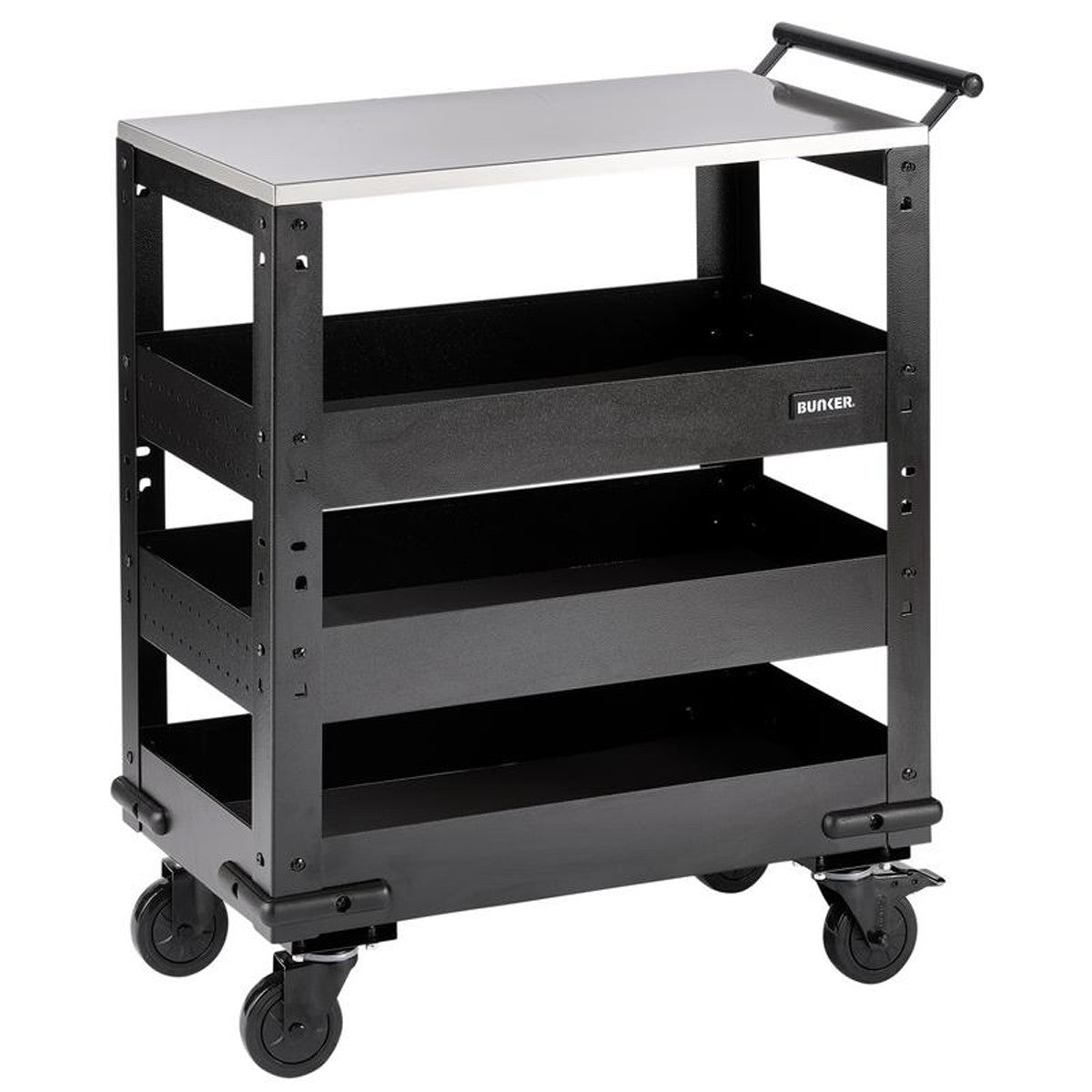 Bunker 3 Tier Trolley with Pull Handle and Stainless Steel Worktop, 714mm 36347