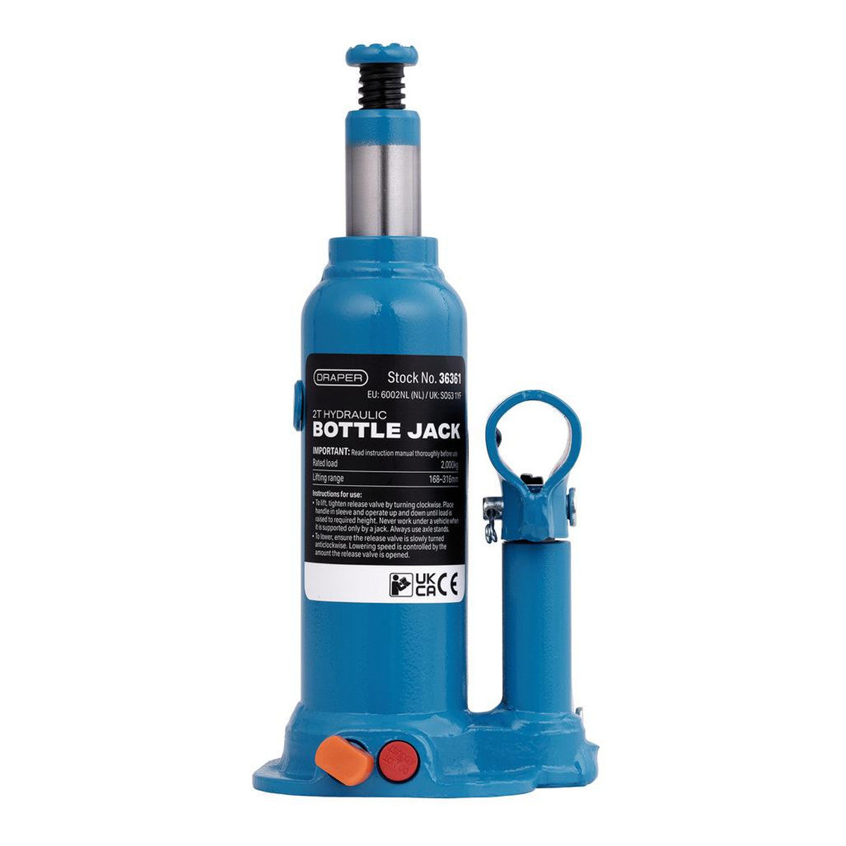 Draper Hydraulic Bottle Jack, 2 Tonne 36361