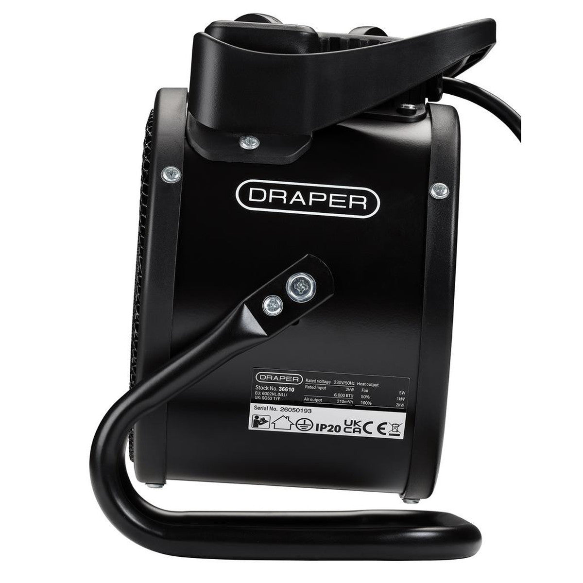 Draper 230V PTC Electric Space Heater, 6800 BTU, 2kW 36610