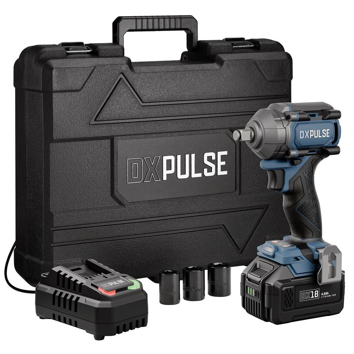 DXPULSE 18V Brushless Impact Wrench Set, 1/2" Sq. Dr., 400Nm, 1 x 4.0Ah Battery, 1 x 2.4A Charger 39661