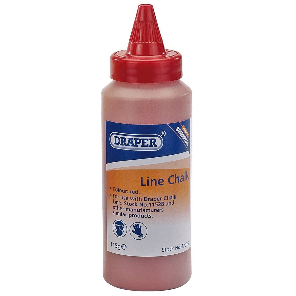 Draper Plastic Bottle of Red Chalk for Chalk Line, 115g 42975