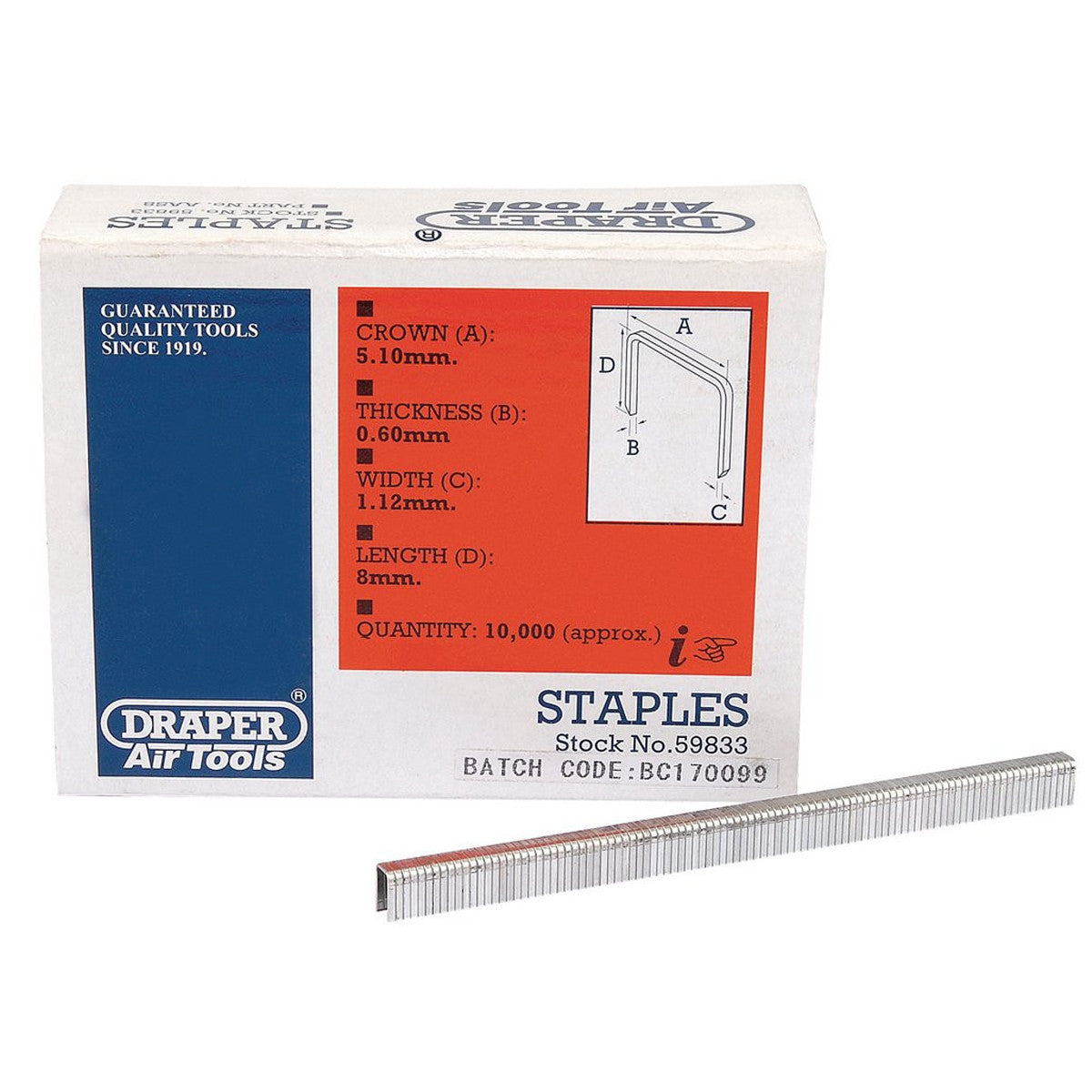 Draper Staples, 8mm (Pack of 10000) 59833