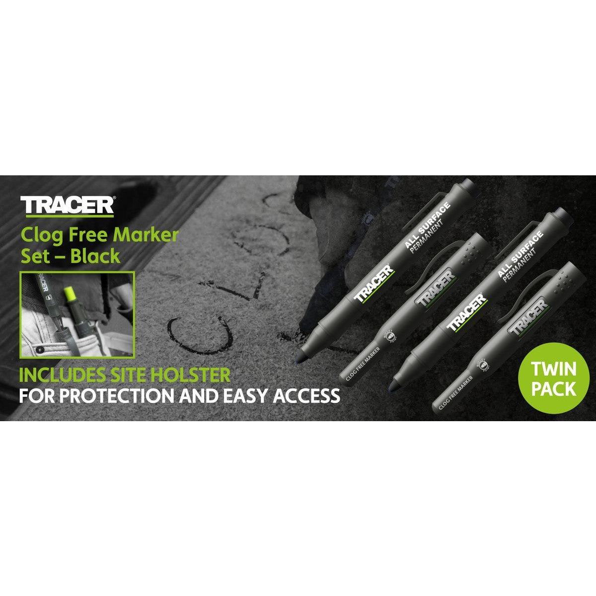 TRACER Twin Black Clog Free Marker set ACF1-2