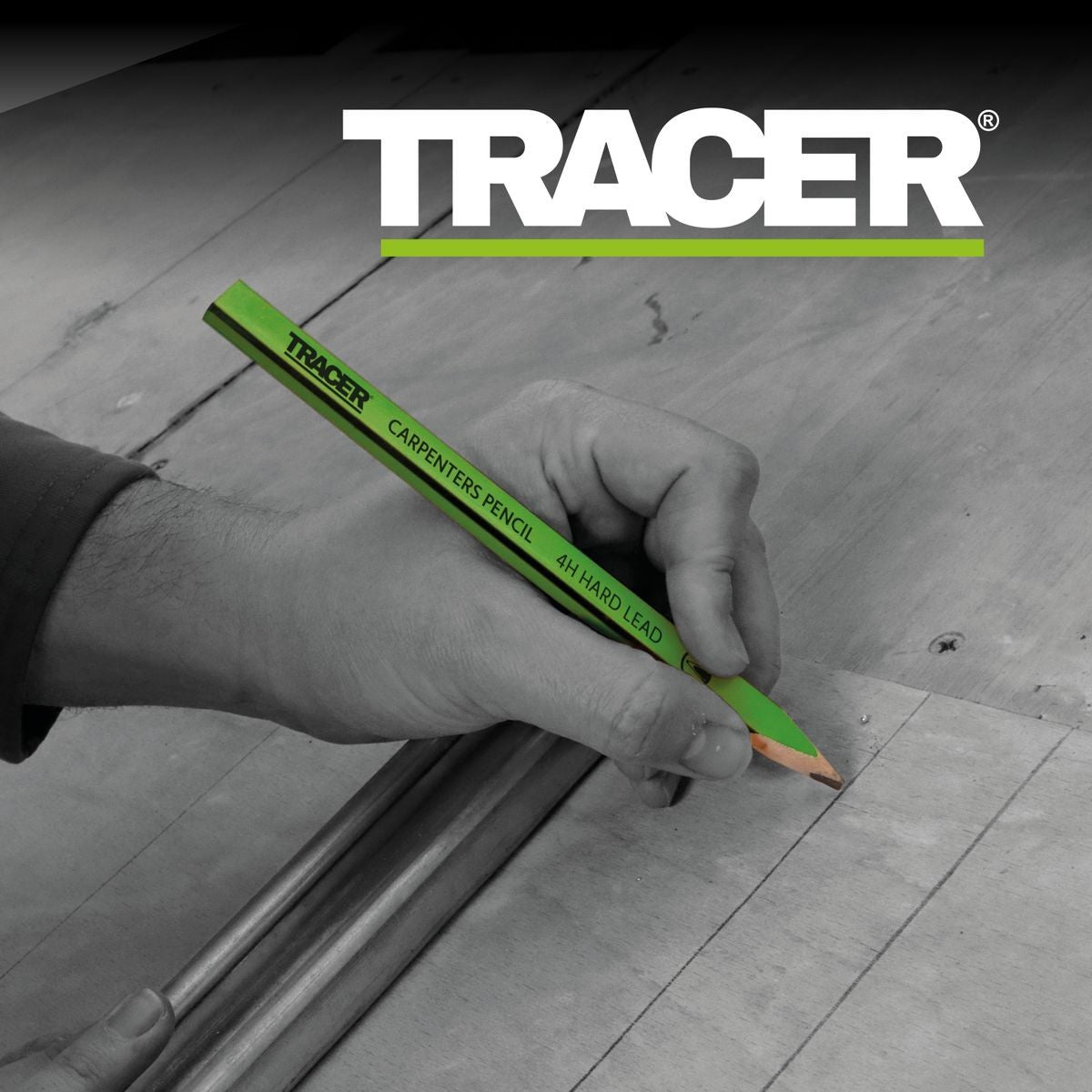 TRACER 4H Carpenters Pencils (Hard Lead) 10pc - c/w Sharpener ACP1