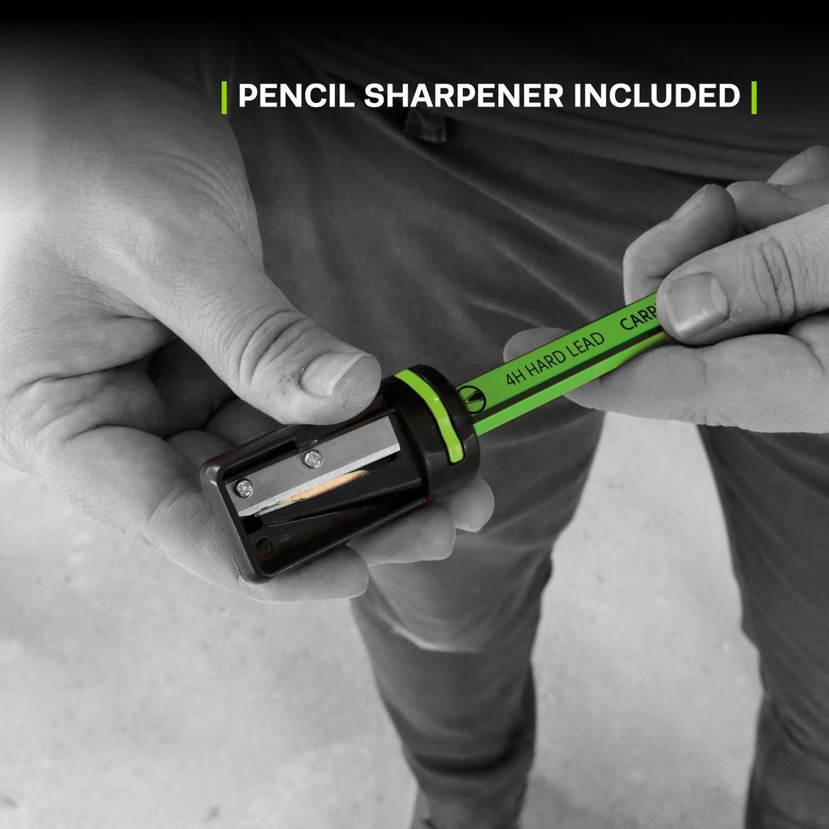 TRACER 4H Carpenters Pencils (Hard Lead) 10pc - c/w Sharpener ACP1