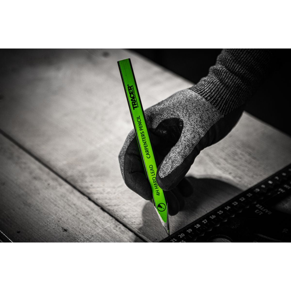 TRACER 4H Carpenters Pencils (Hard Lead) 10pc - c/w Sharpener ACP1