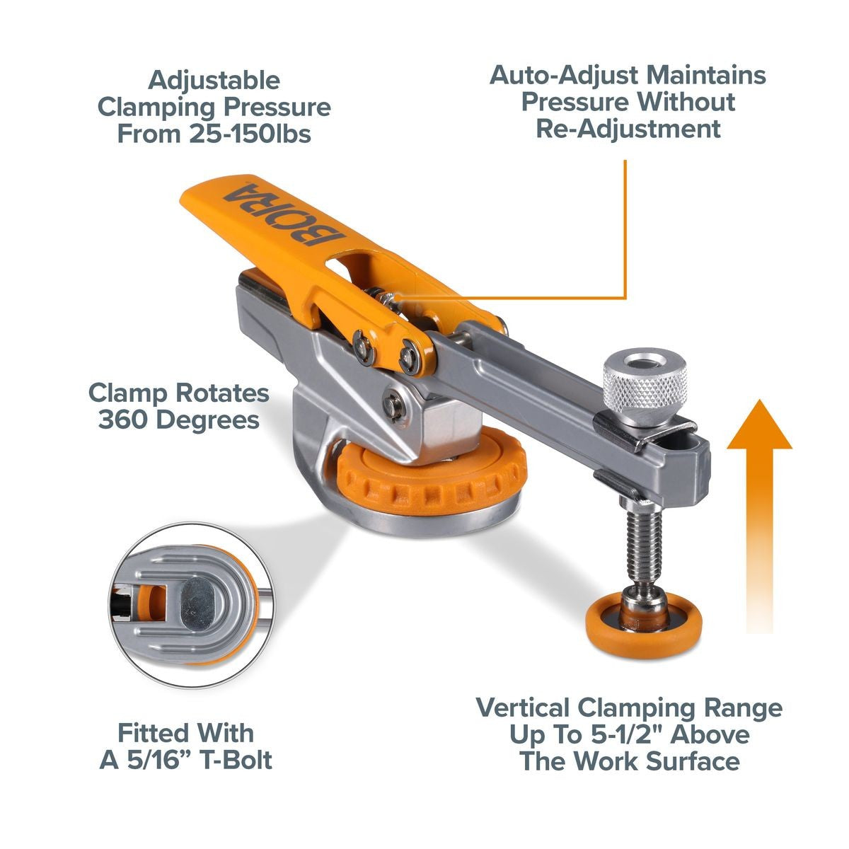 BORA Auto Adjust Horizontal T-Track Clamp BR-G050101