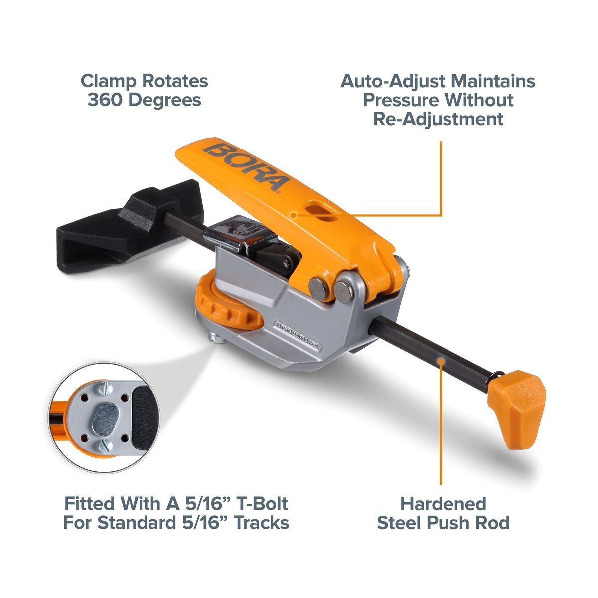 BORA Auto Adjust In-line T-Track Clamp BR-G050201