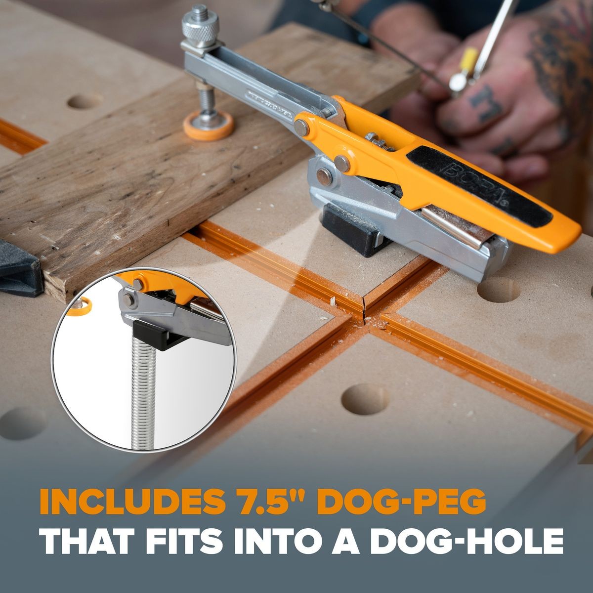 BORA Auto Adjust Horizontal Dog Clamp - 3/4in x 7.5in Post BR-G090101