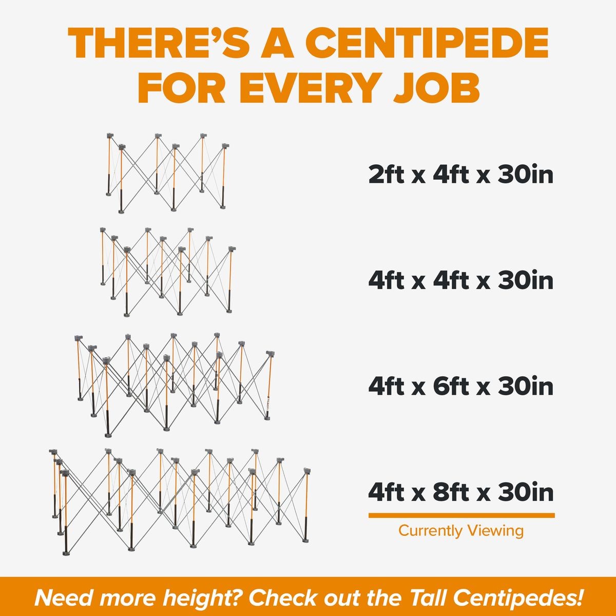 BORA Centipede 4ft x 8ft x 30in Unit, 4 X-Cups, 4 Clamps, C/S Bag CK15S