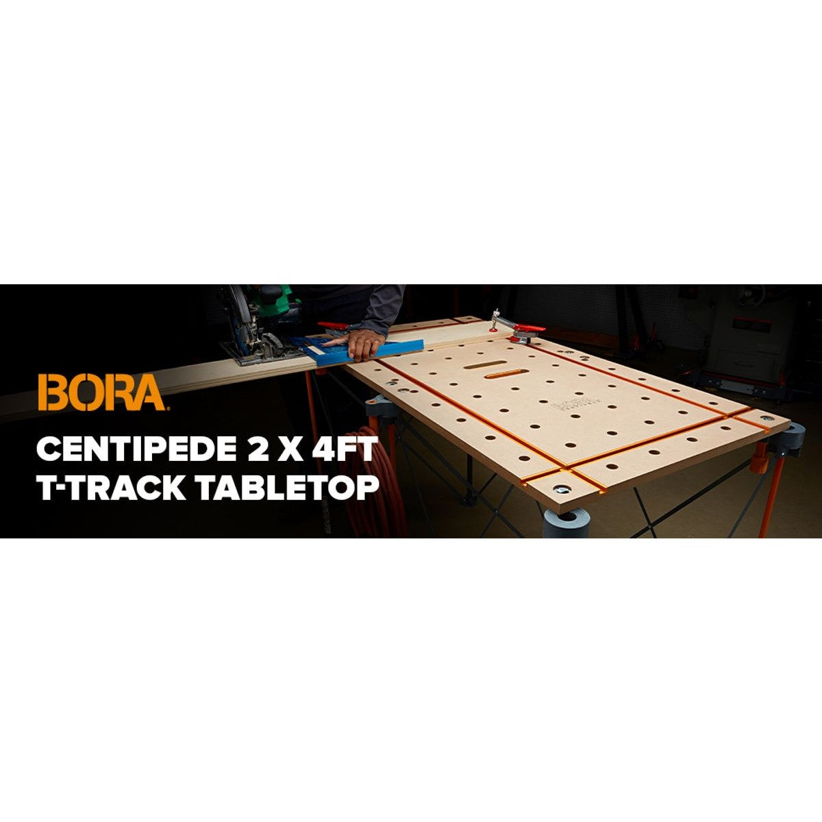 BORA Centipede 2 x 4ft T-Track Tabletop - 20mm Dog Holes CK24TM