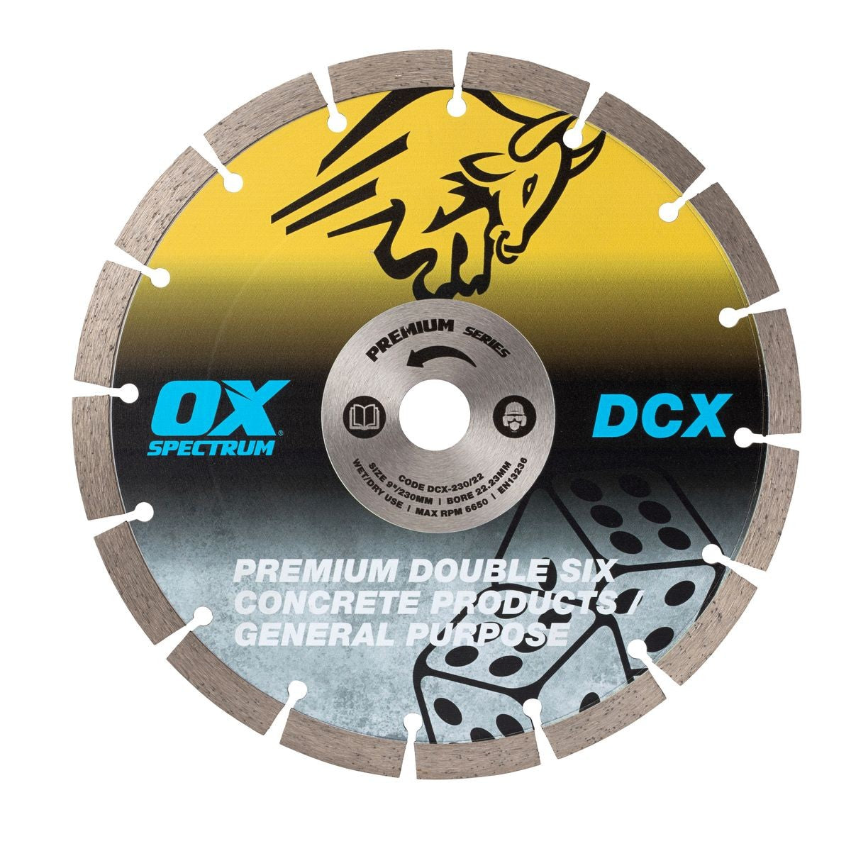 OX Premium Double Six Diamond Blade - GP - 230/22.23mm DCX230/22