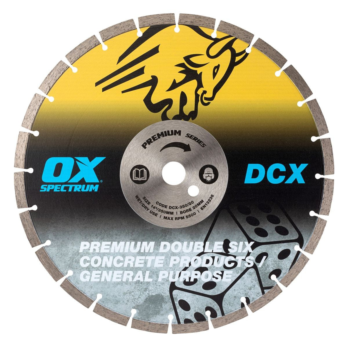OX Premium Double Six Diamond Blade - GP - 350/20mm DCX350/20