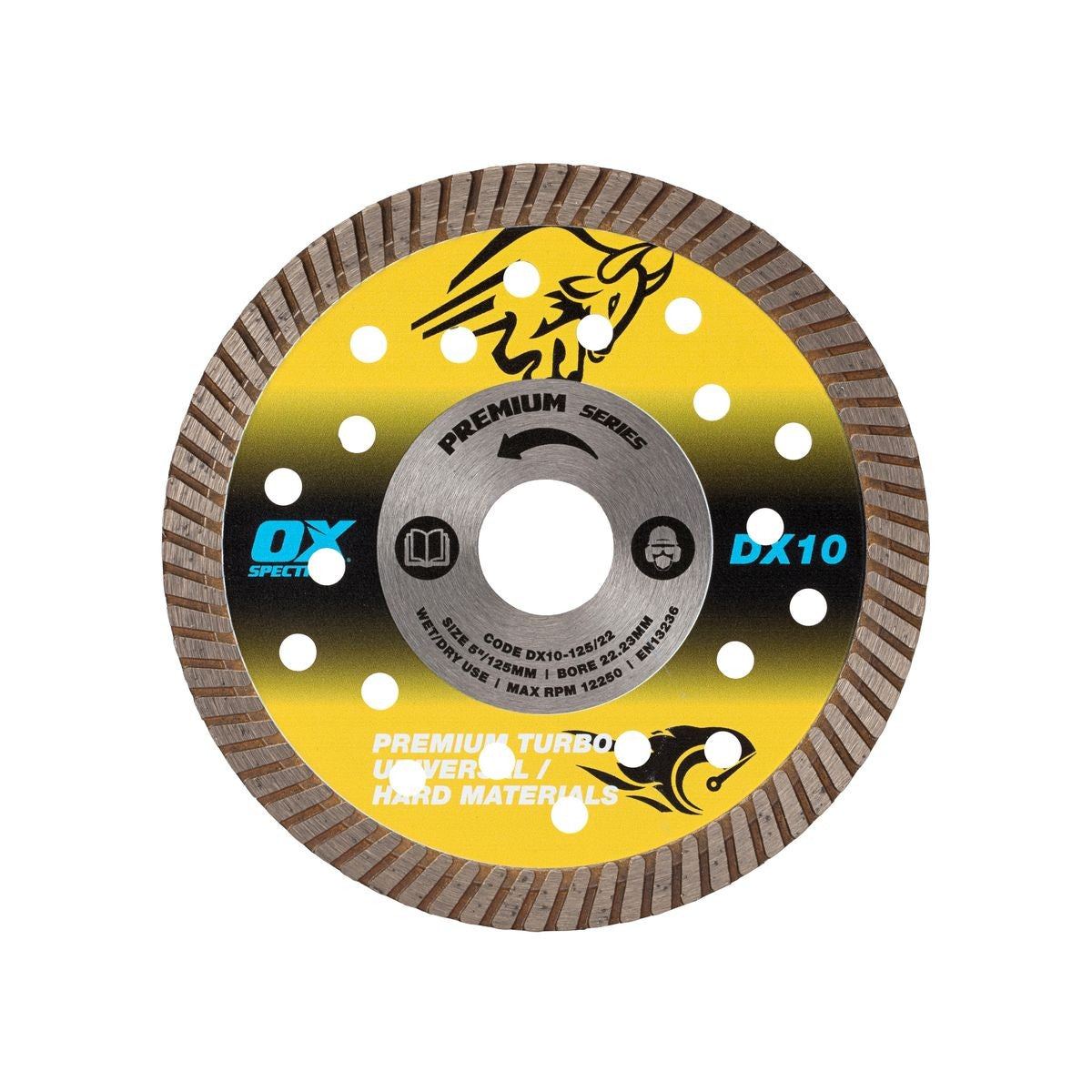 OX Premium Diamond Blade - Universal/Hard - 125/22.23mm DX10-125/22