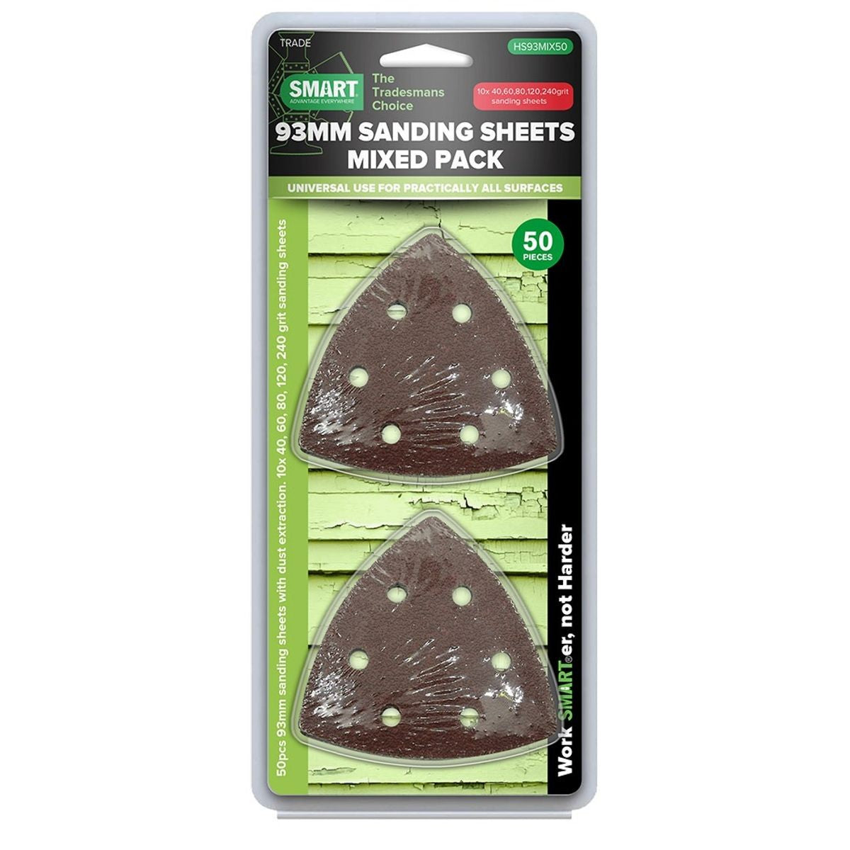 SMART Trade 93mm Mixed Grit Sanding Sheets - 50pk HS93MIX50