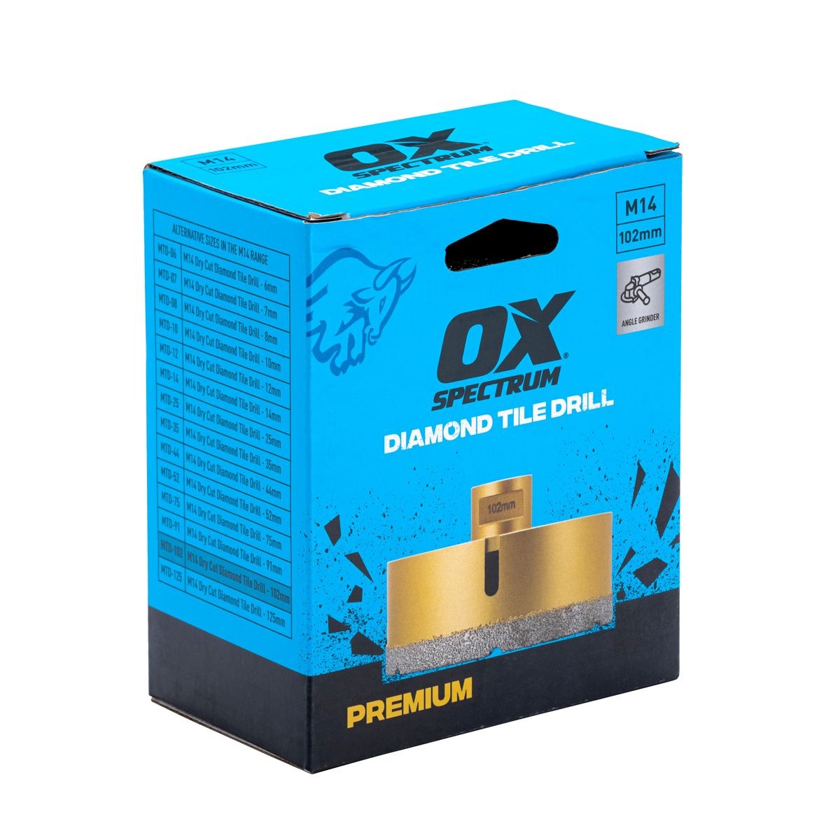 OX Premium M14 Dry Cut Diamond Tile Drill - 102mm MTD-102