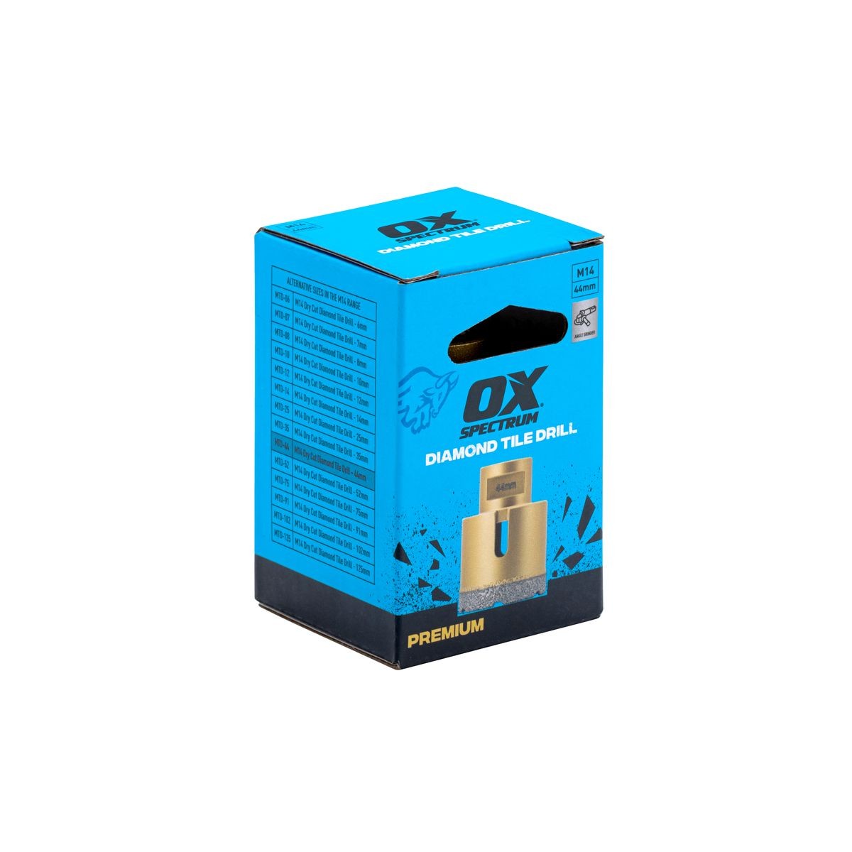 OX Premium M14 Dry Cut Diamond Tile Drill - 44mm MTD-44