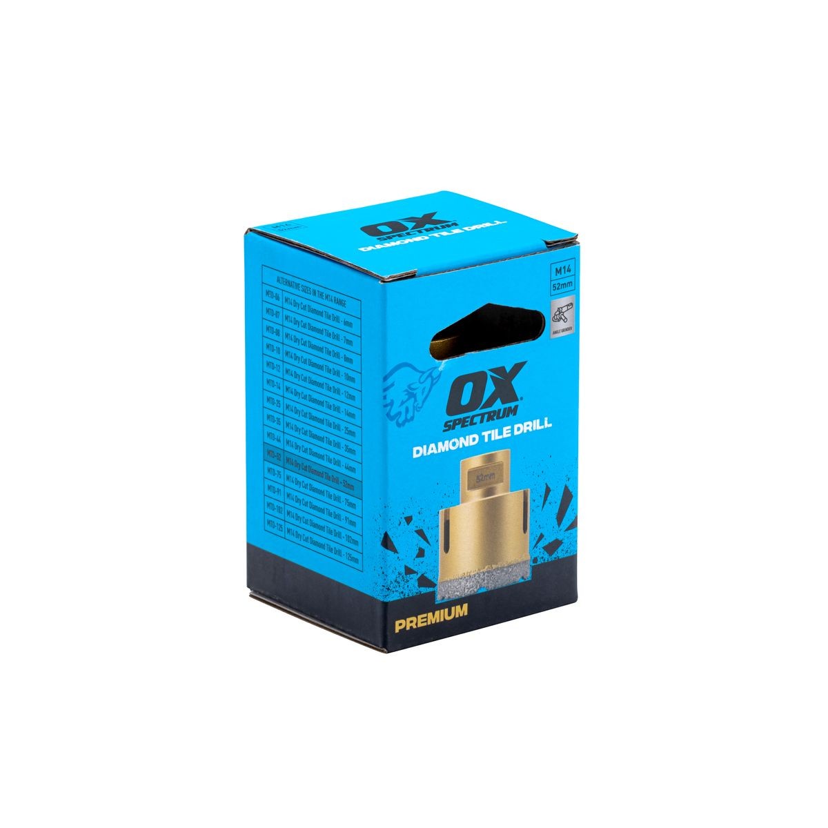 OX Premium M14 Dry Cut Diamond Tile Drill - 52mm MTD-52