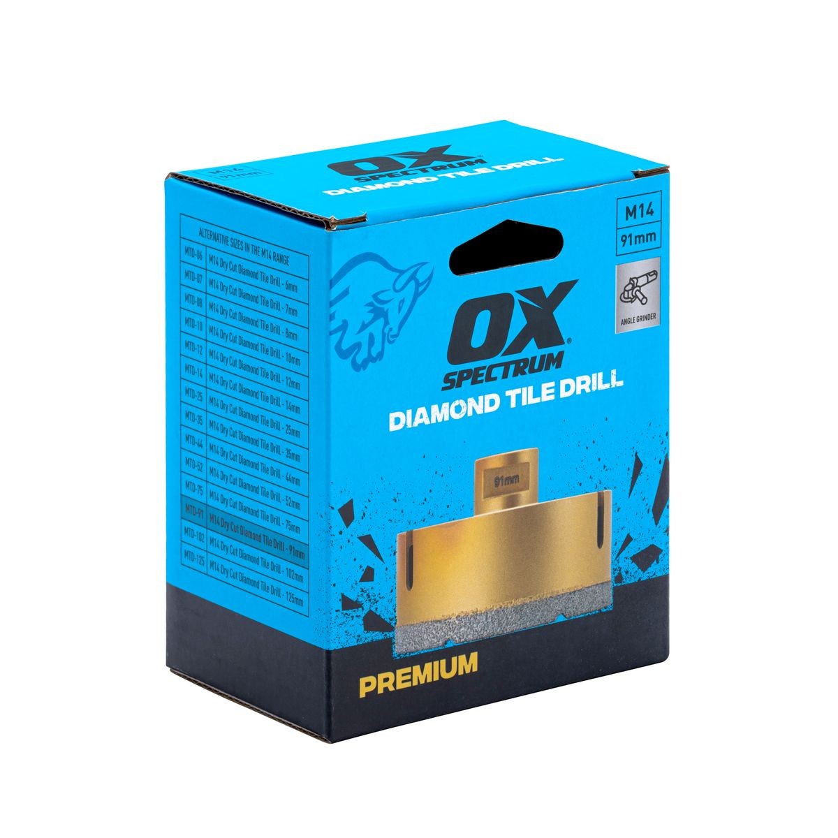 OX Premium M14 Dry Cut Diamond Tile Drill - 91mm MTD-91