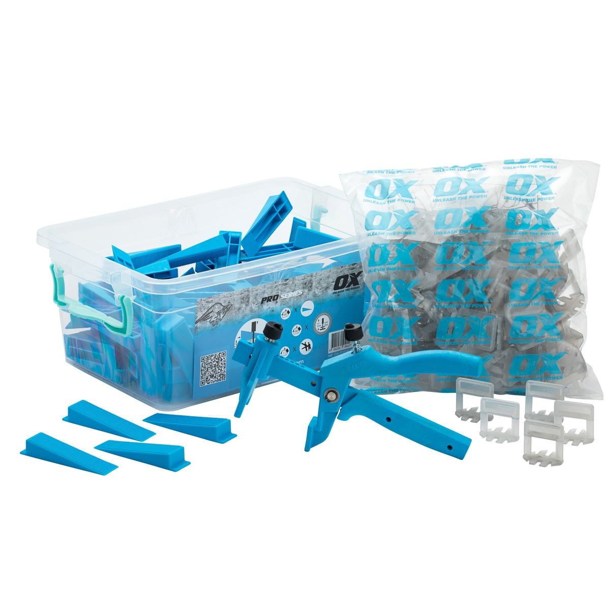 OX Tile Level System Wedge & Spacer - Set with 100 wedges and 100 3x24mm spacers + Plier OX-P164024