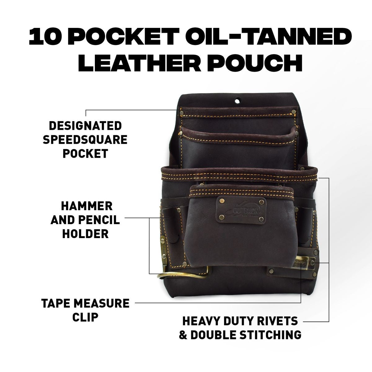 OX 10-Pocket Tool/Fastener Pouch, Oil-Tanned Leather OX-P263701