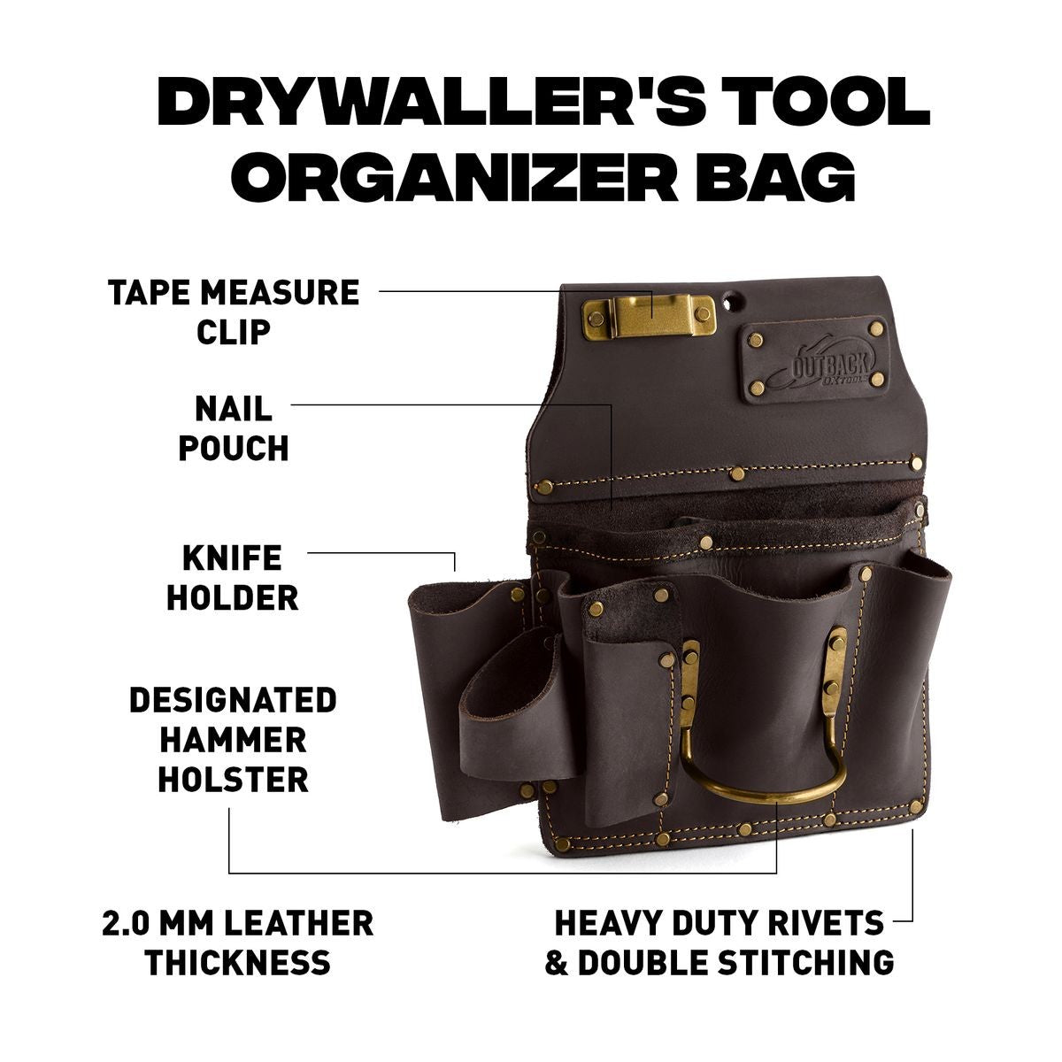OX Drywaller's Tool Pouch, Oil-Tanned Leather OX-P263801