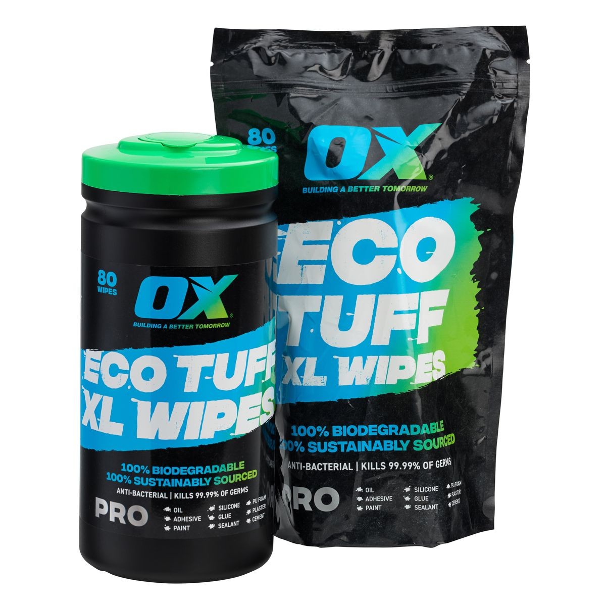 OX Biodegradable Eco Wipe - Refill Pouch of 80 OX-P351108