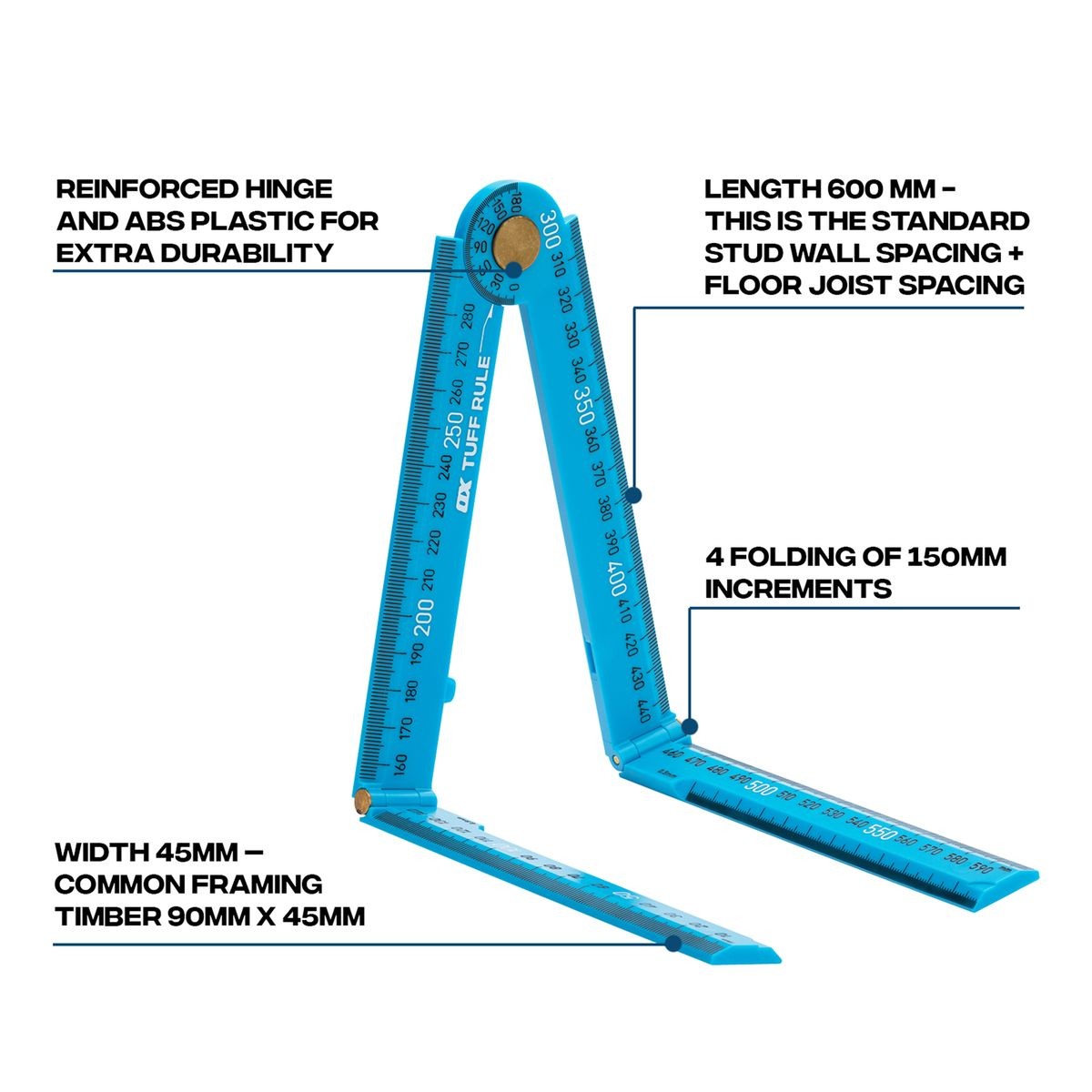 OX Pro Metric Tuff Rule - Cyan | 600mm OX-P507236