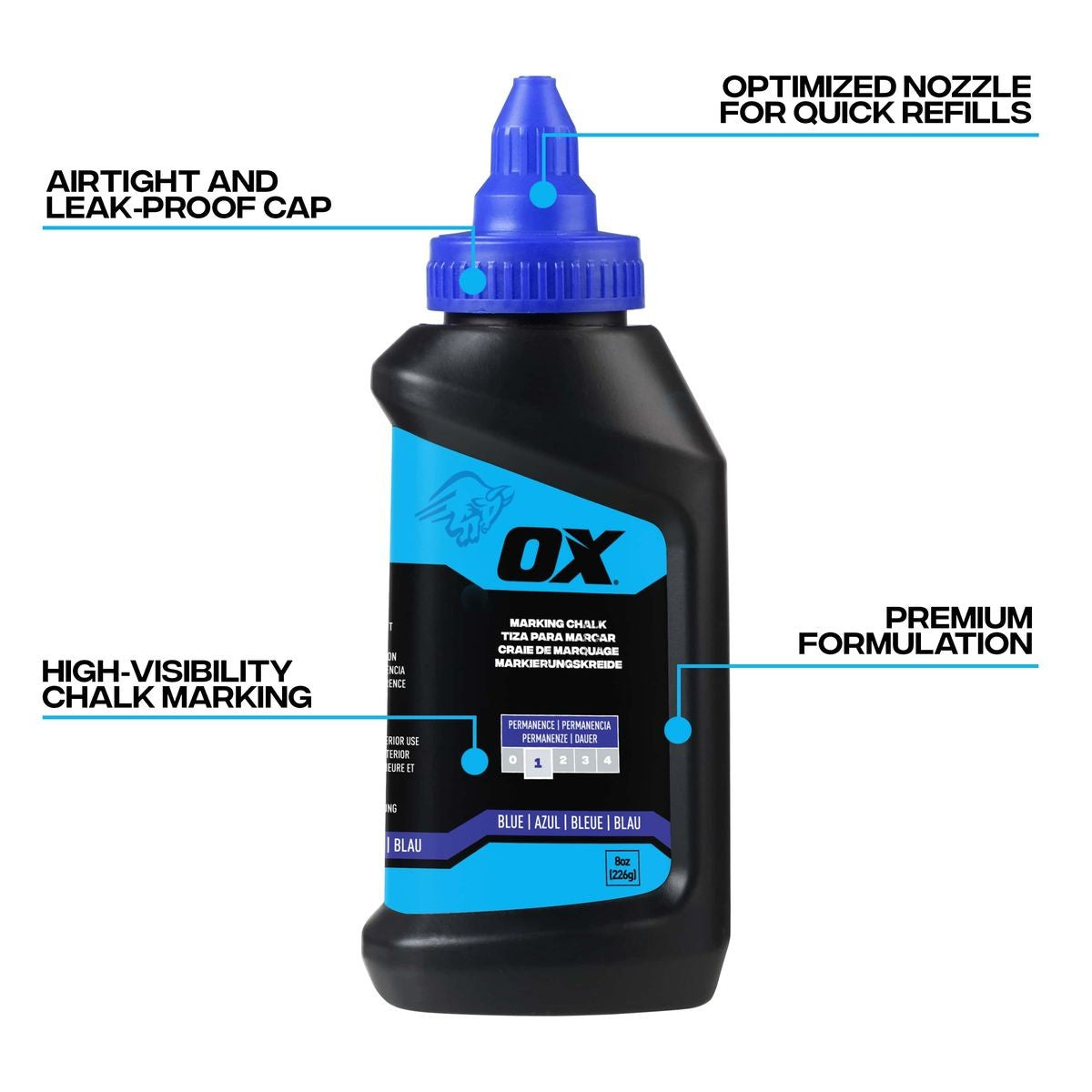 OX 8-Ounce Standard Blue Marking Chalk - Permanence 1 OX-P630802