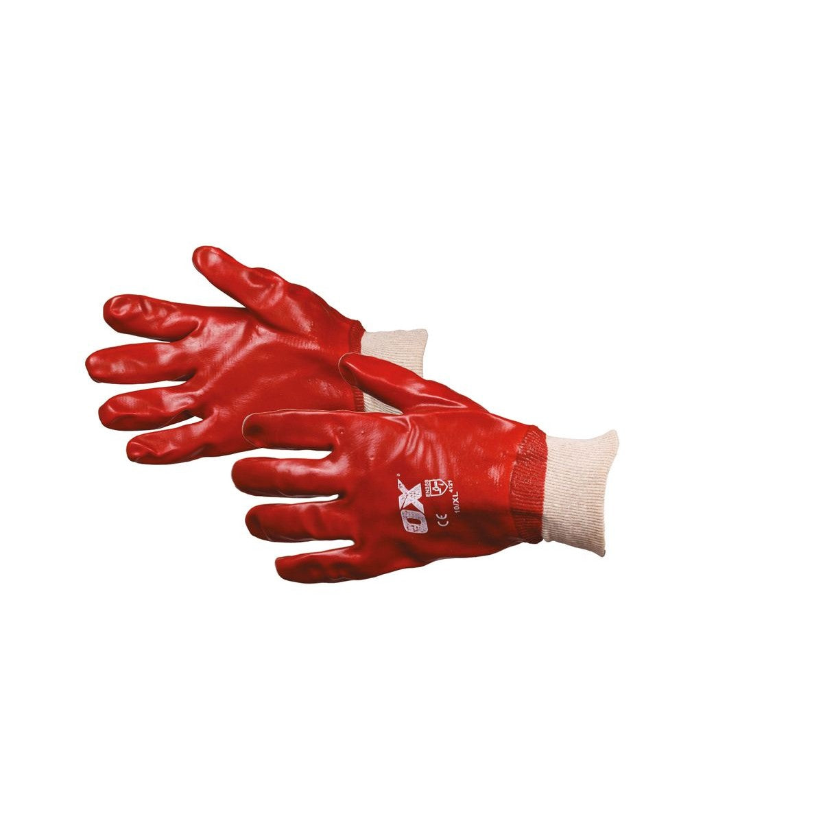 OX Red PVC Knit Wrist Gloves - Size 9 (L) OX-S245709