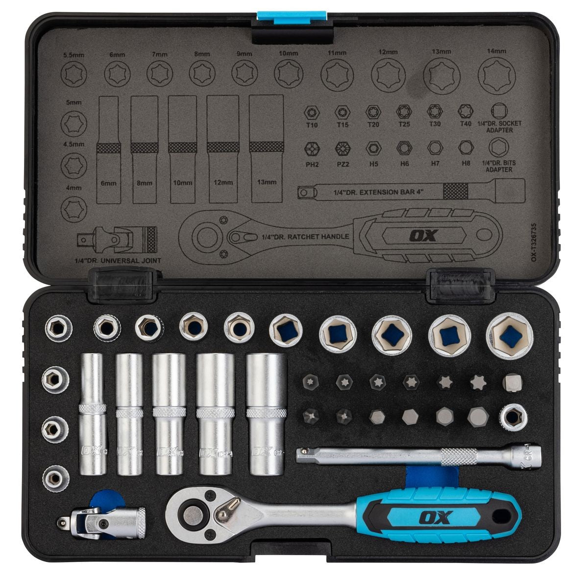 OX 1/4"Drive Socket Set - 35 Piece OX-T326735