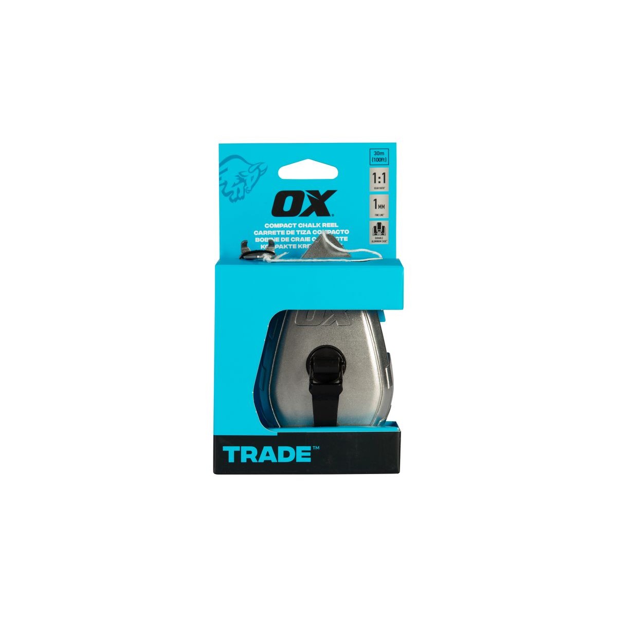 OX Contractor 30m/100' Aluminum Chalk Reel- Basic Fine Line / 1:1 Gear Ratio OX-T630501