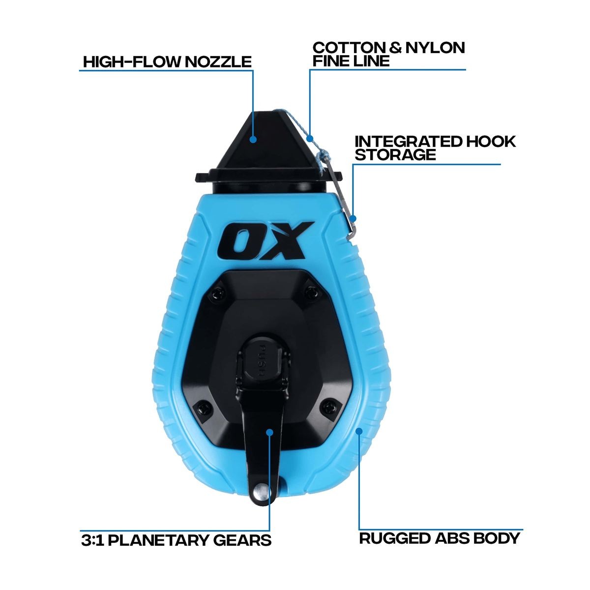 OX Trade 30m/100' ABS Chalk Reel Value Pack - Standard Fine Line / 3:1 Gear Ratio OX-T630601
