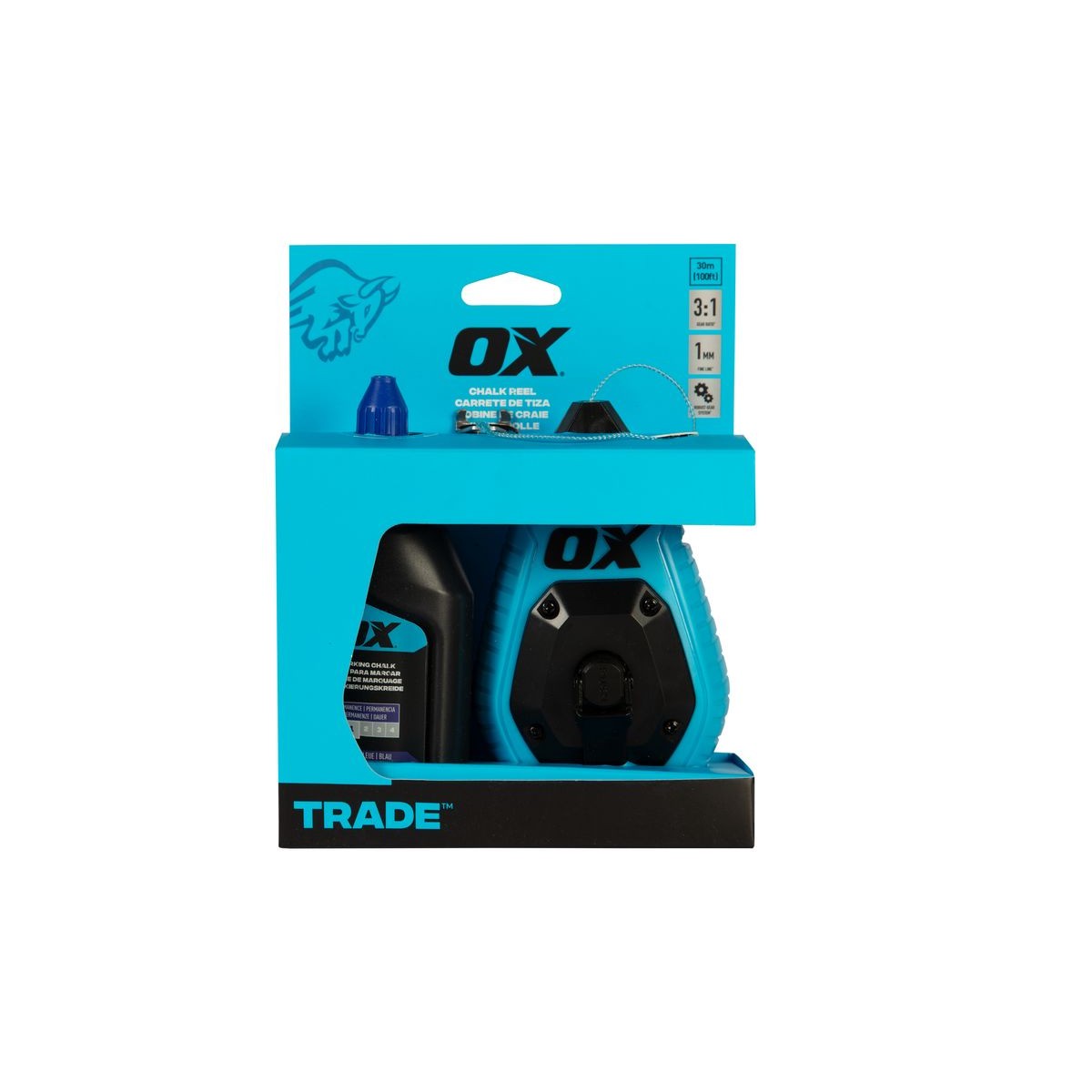 OX Trade 30m/100' ABS Chalk Reel Value Pack - Standard Fine Line / 3:1 Gear Ratio OX-T630601