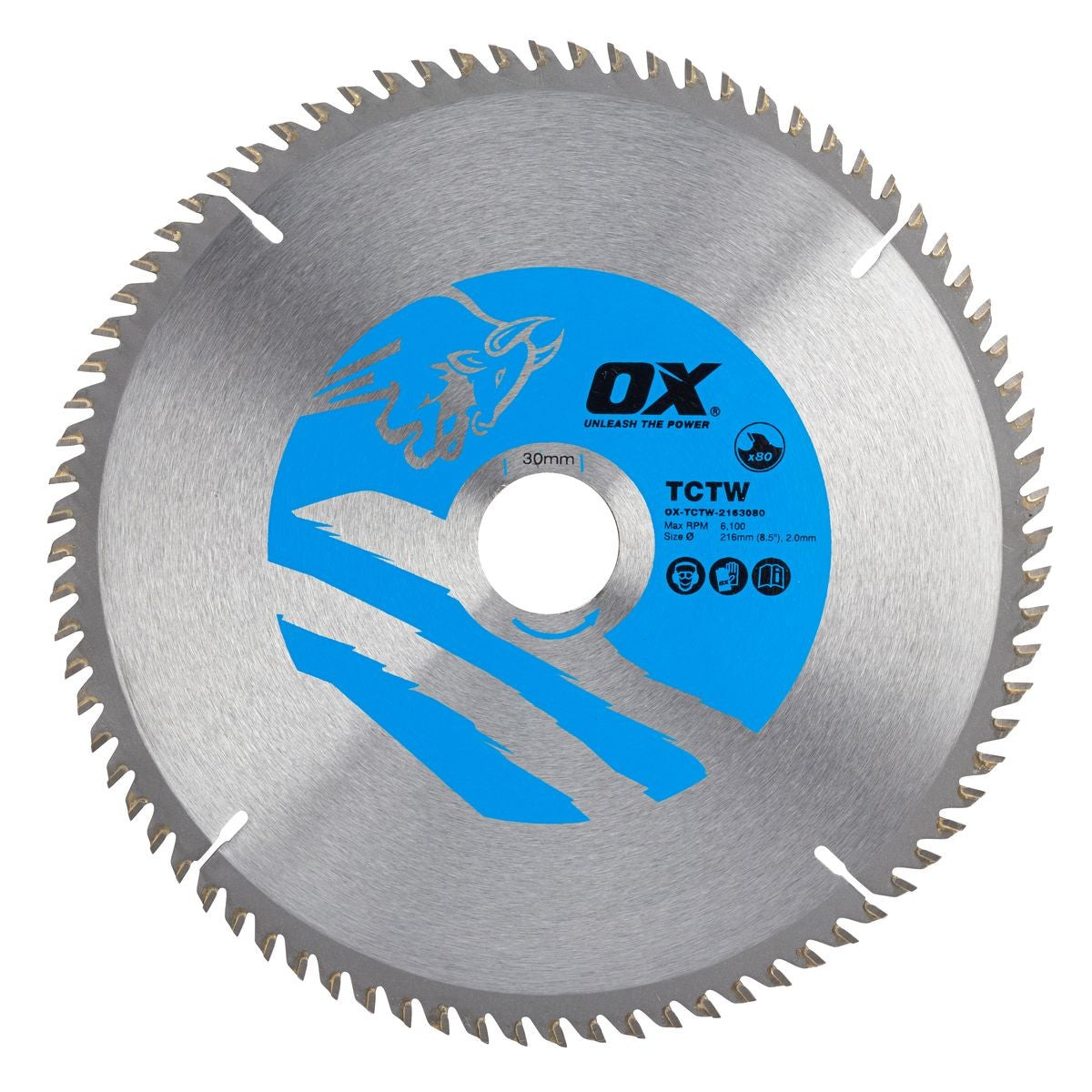 OX Wood Cutting Circular Saw Blade 216/30mm, 80 Teeth ATB OX-TCTW-2163080