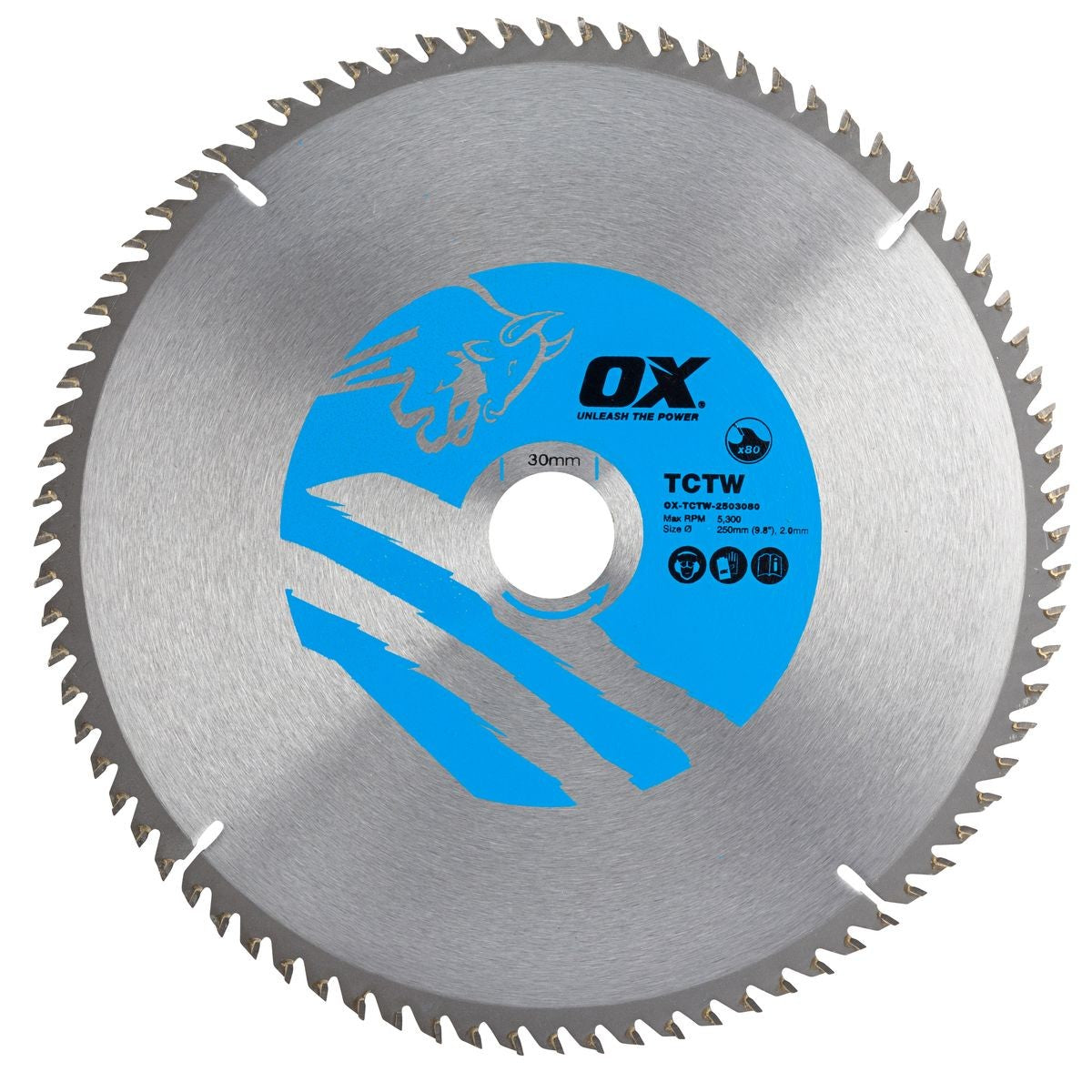 OX Wood Cutting Circular Saw Blade 250/30mm, 80 Teeth ATB OX-TCTW-2503080