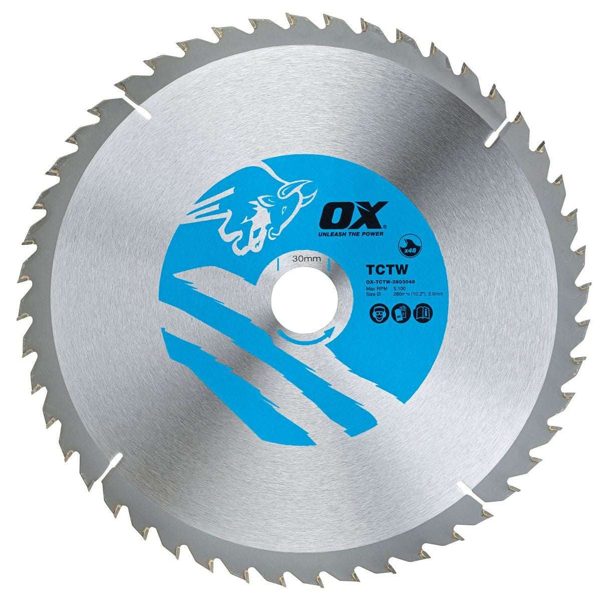 OX Wood Cutting Circular Saw Blade 260/30mm, 48 Teeth ATB OX-TCTW-2603048