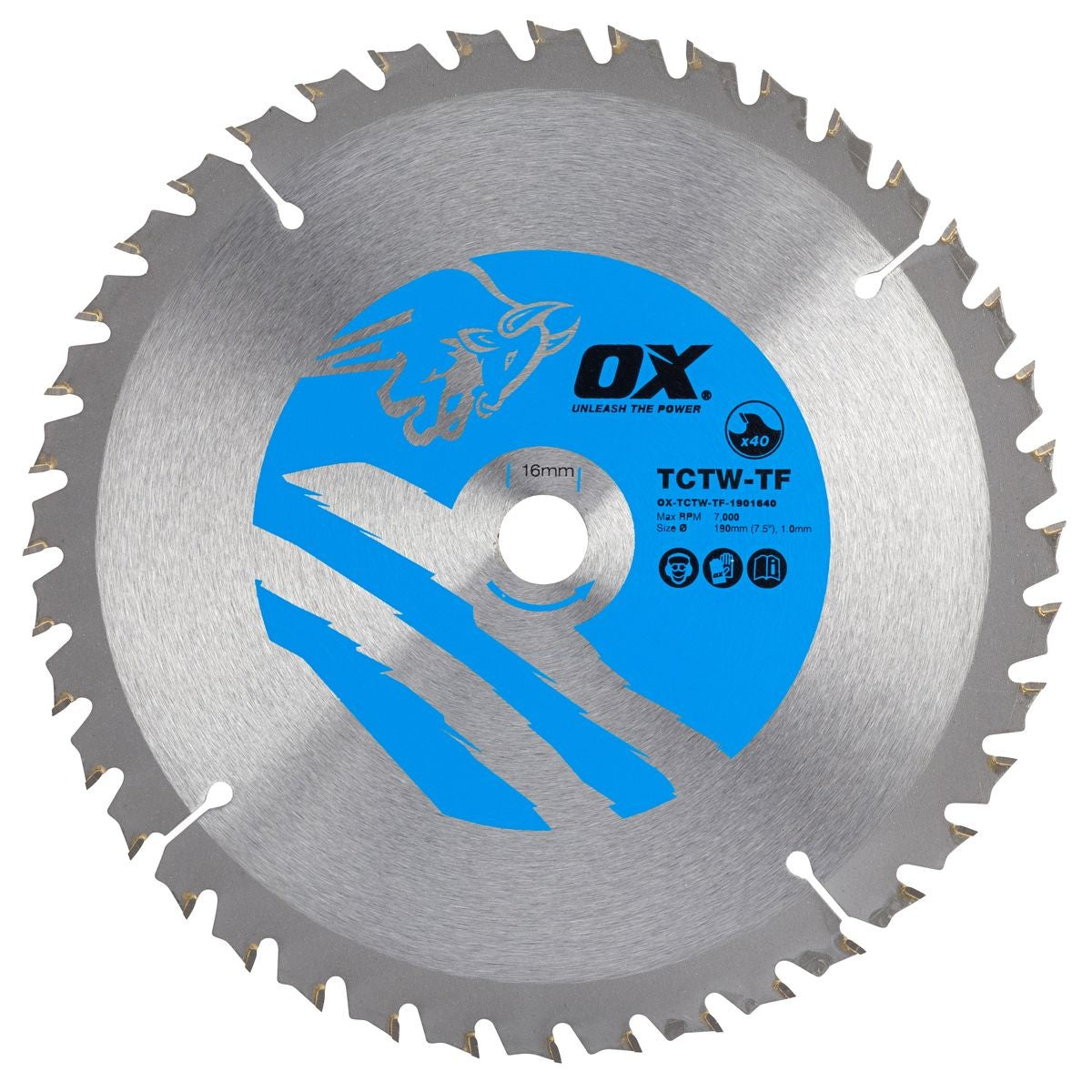 OX Wood Cutting Thin Kerf Circular Saw Blade 190/16mm OX-TCTW-TF-1901640