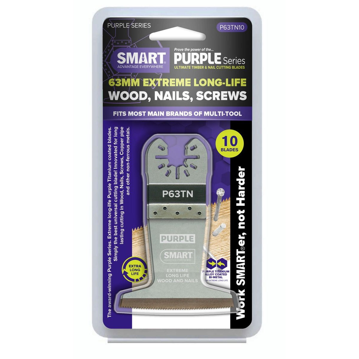 SMART Purple Series 63mm Ultimate Bi-metal Blade - Pk 10 P63TN10
