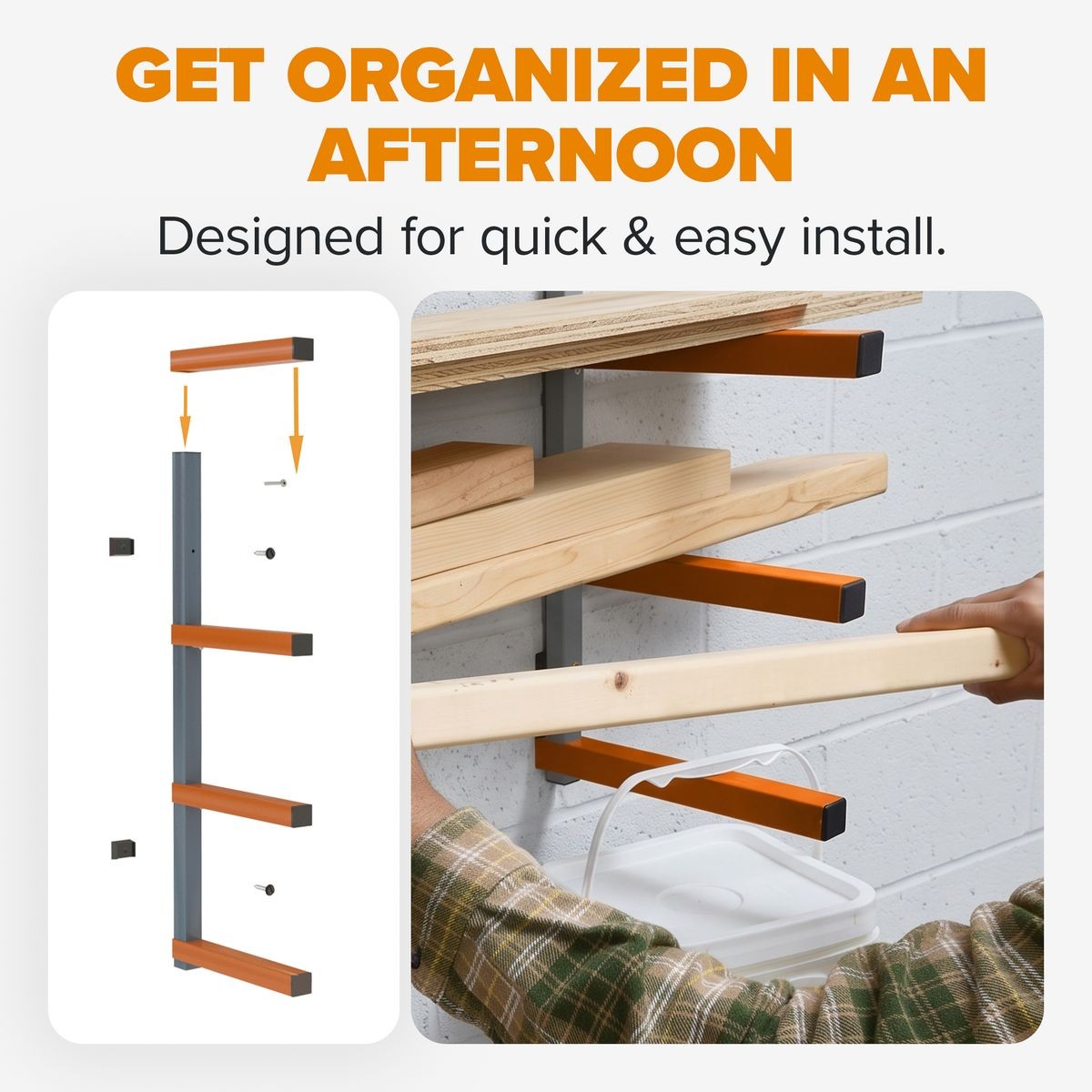 BORA Wall Rack 4 Level Orange/Gray - Color Box PBR-0410