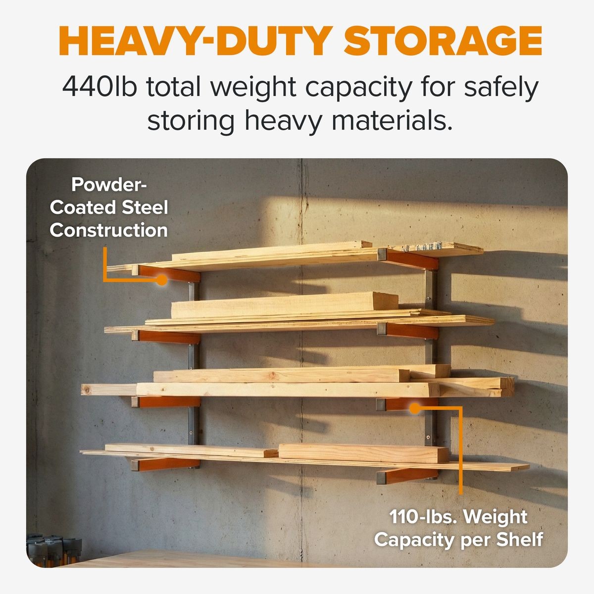 BORA Wall Rack 4 Level Orange/Gray - Color Box PBR-0410