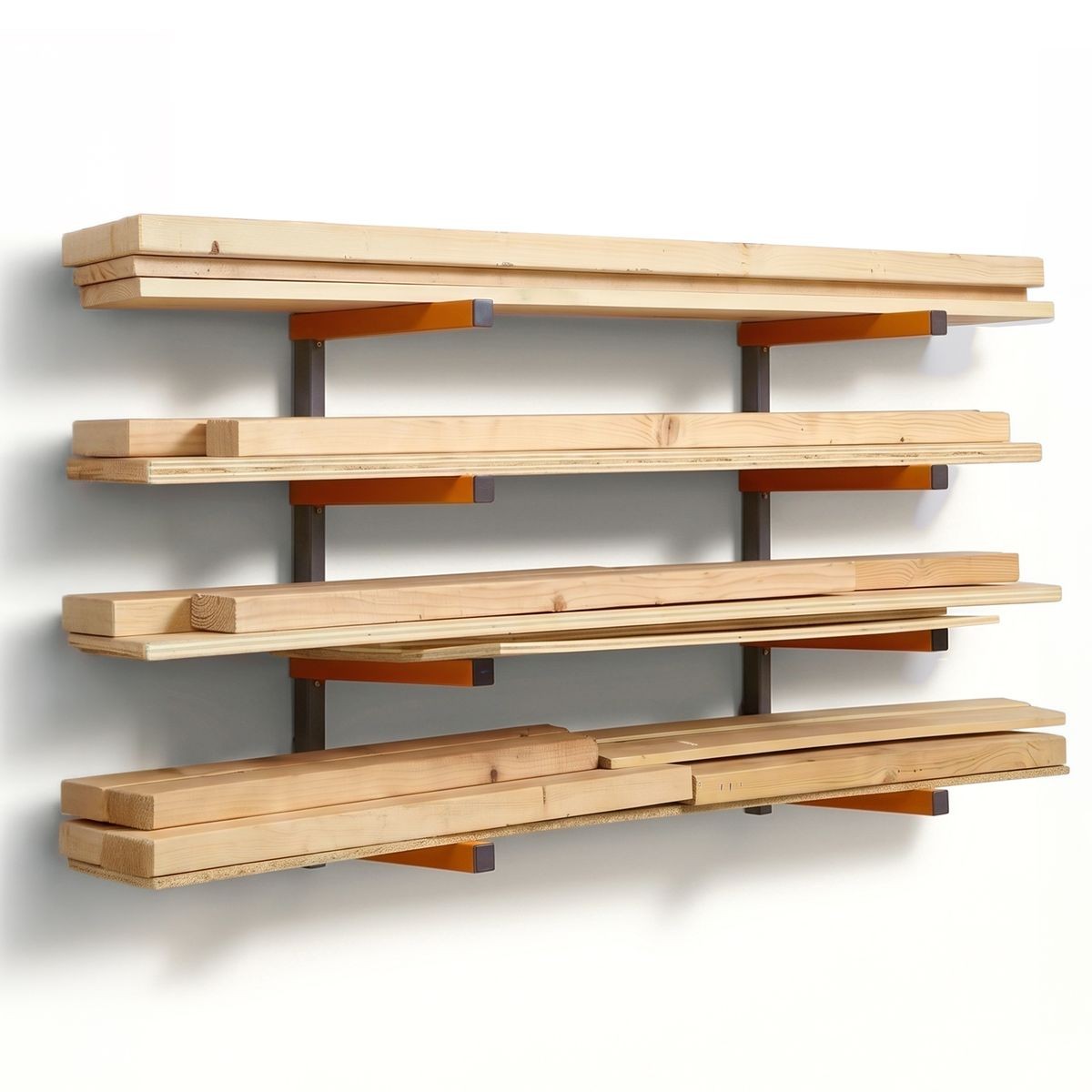 BORA Wall Rack 4 Level Orange/Gray - Color Box PBR-0410
