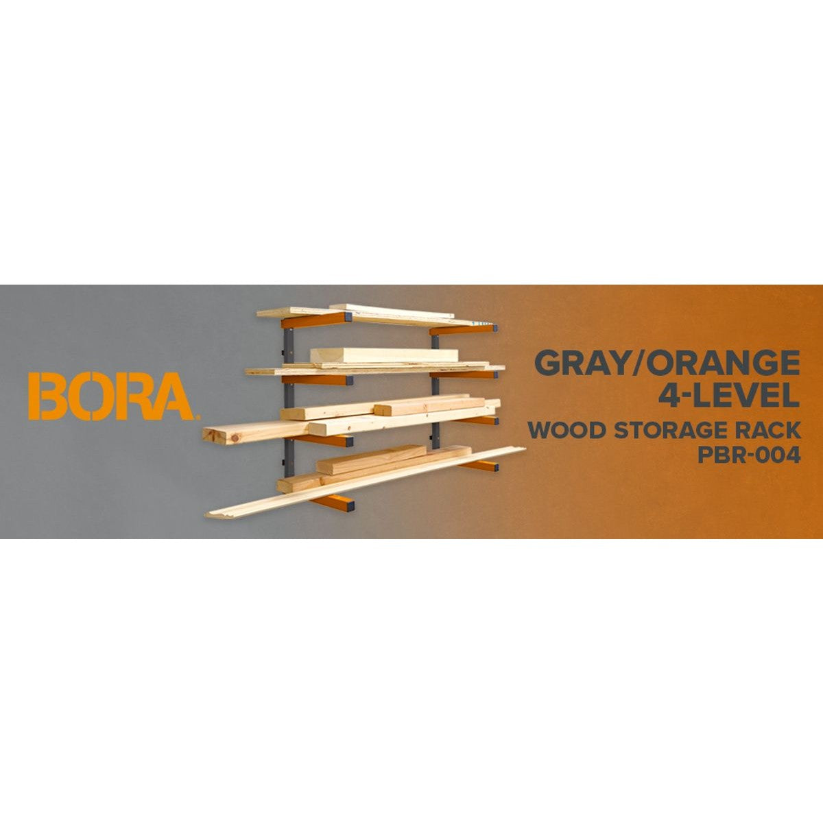 BORA Wall Rack 4 Level Orange/Gray - Color Box PBR-0410