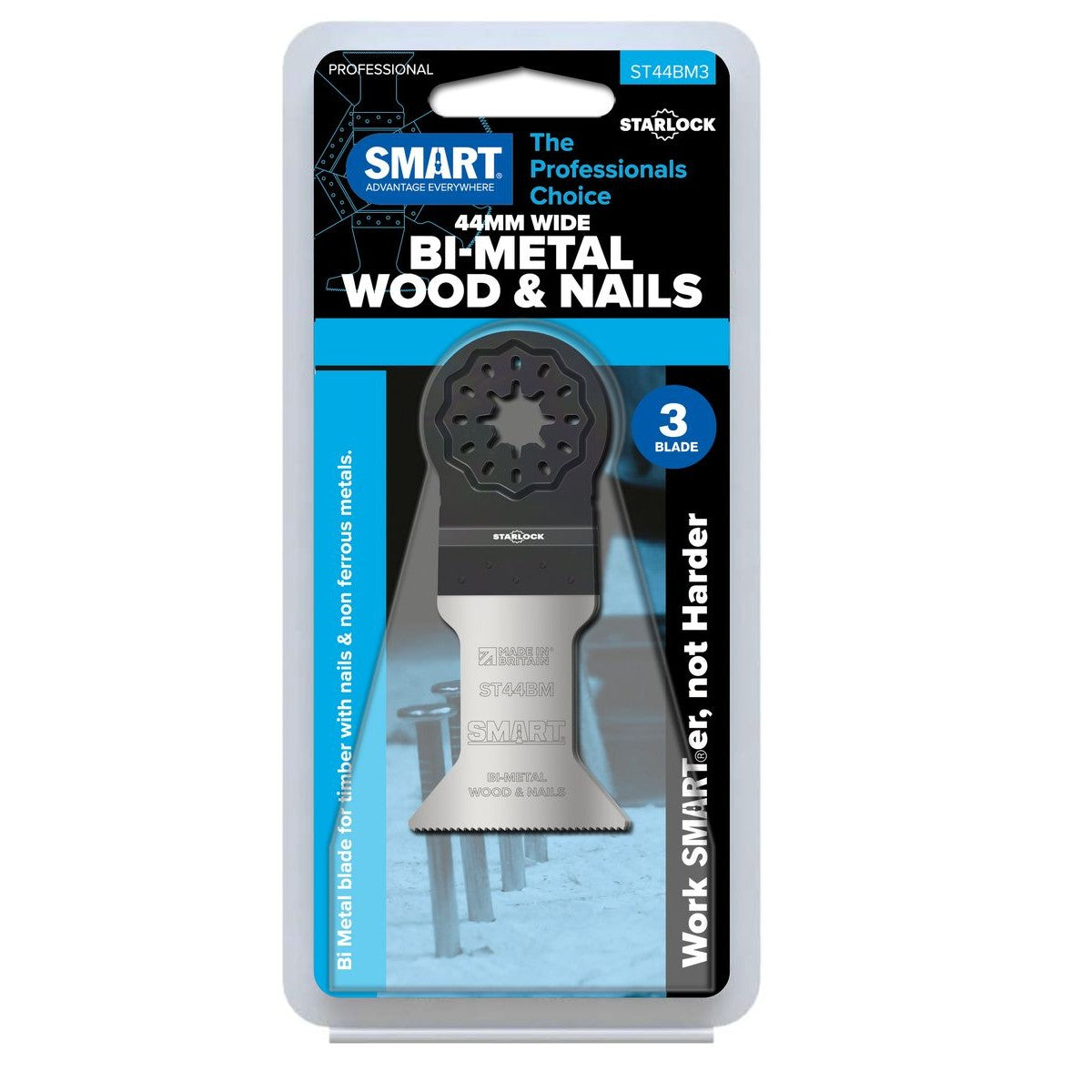 SMART Professional STARLOCK 44mm Bi-Metal Wood & Nails Blade - 3pk ST44BM3