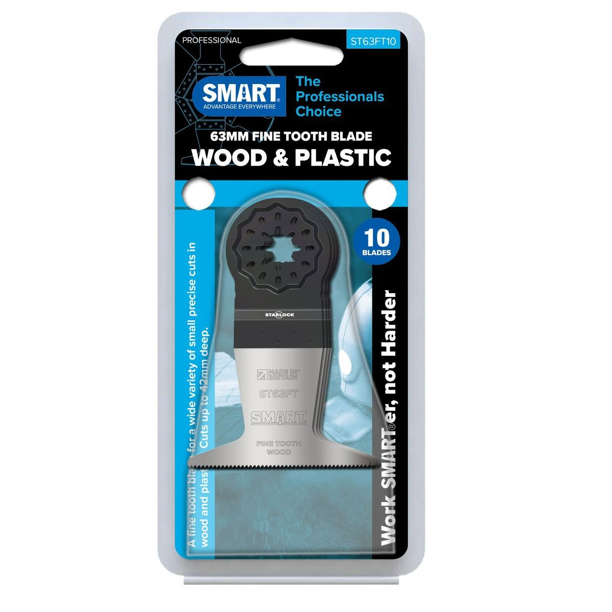 SMART Starlock 63mm Fine Tooth Wood Blade - 10pk ST63FT10